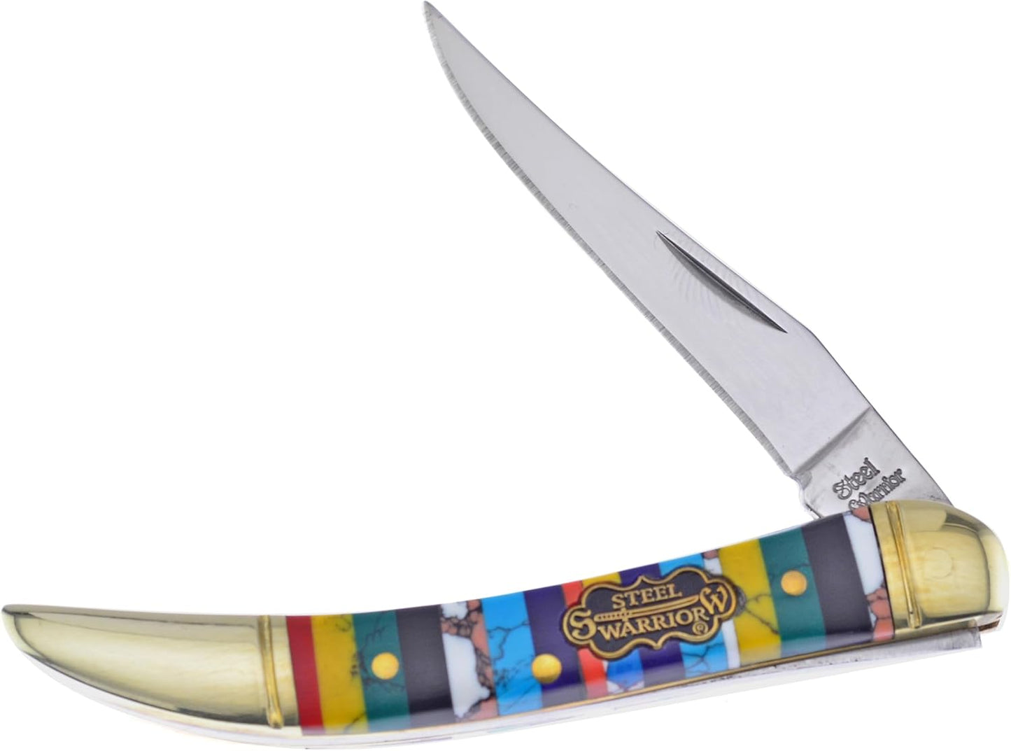 Cuchillo bolsillo con palillo dientes barra turquesa acero inox