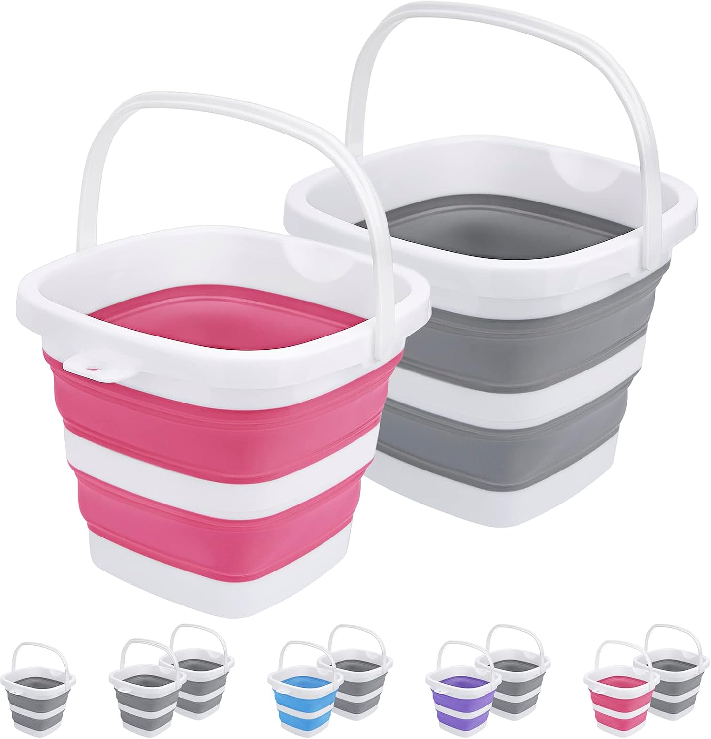 2 Cubos Plegables 5L Plástico para Hogar y Camping