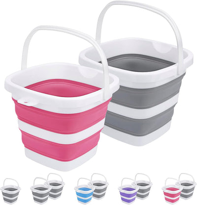 2 Cubos Plegables 5L Plástico para Hogar y Camping