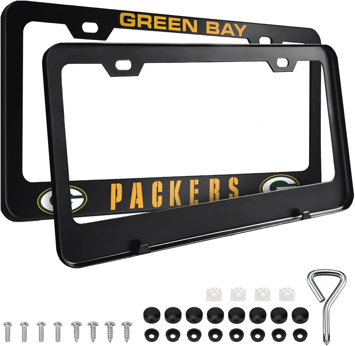 Set 2 Marcos Matrícula Negro Soporte Placa Coche Aluminio