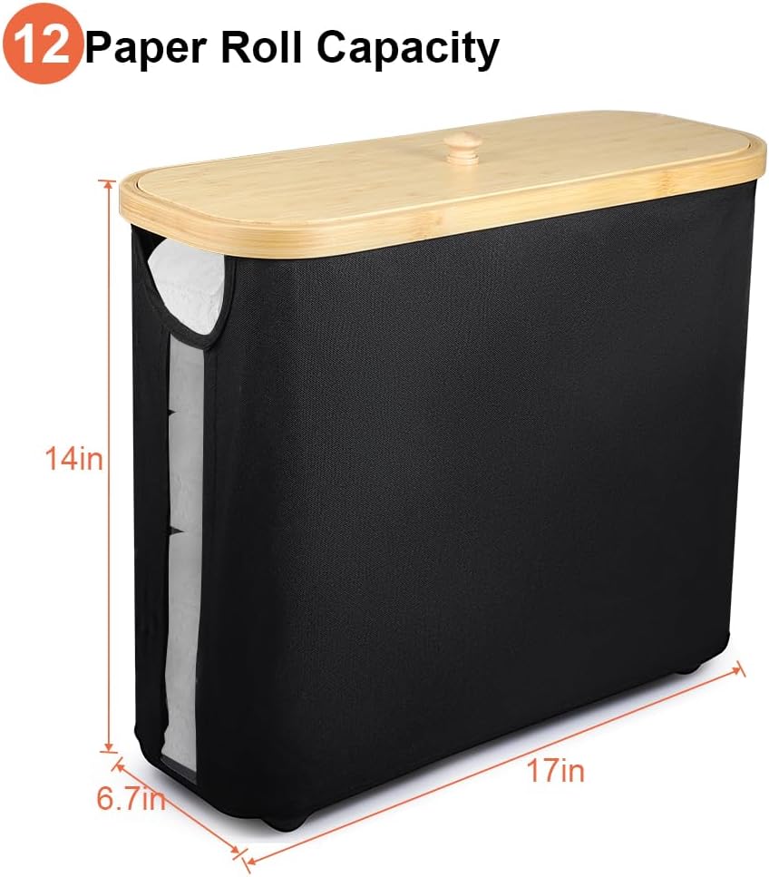 Cesta papel higiénico negro con tapa plegable baño