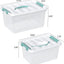 2 Cajas Pestillo Asa 7-14qt Plástico Transparente Apilable