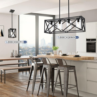 Lámpara colgante 30.35pulg 4 luces negro para comedor cocina