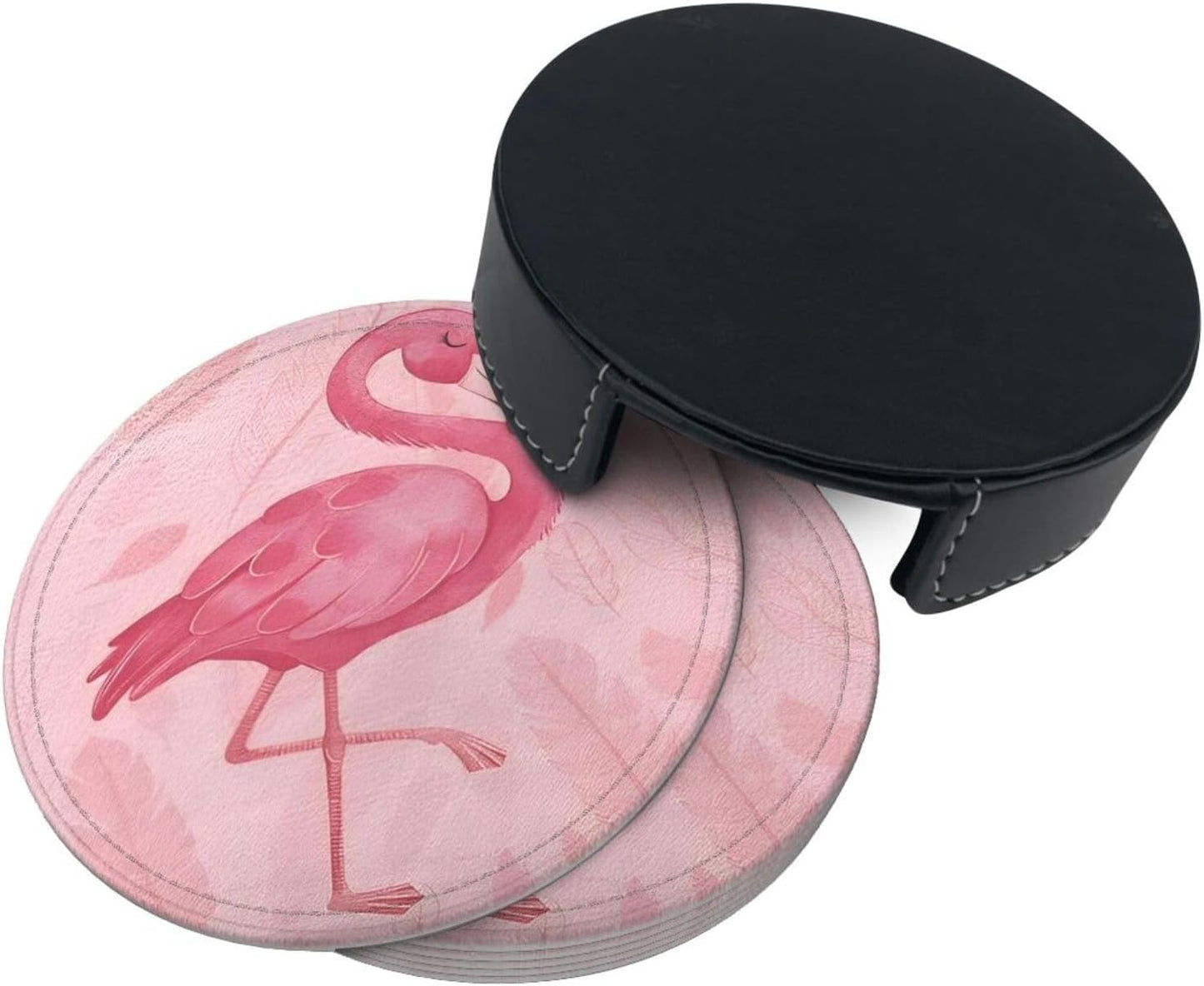 6 Pzas Posavasos Cuero Bohemio Flamenco Rosa Mesa Bebidas