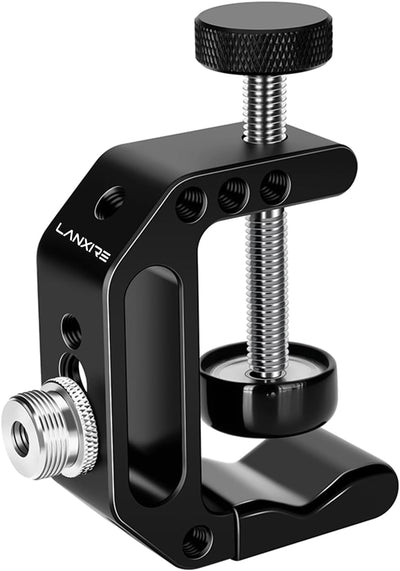 Soporte micrófono abrazadera C con roscas 1/4 y 3/8 pulg