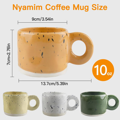 Set 4 Tazas Cerámica 10oz Tinta Salpicada Mango Cómodo