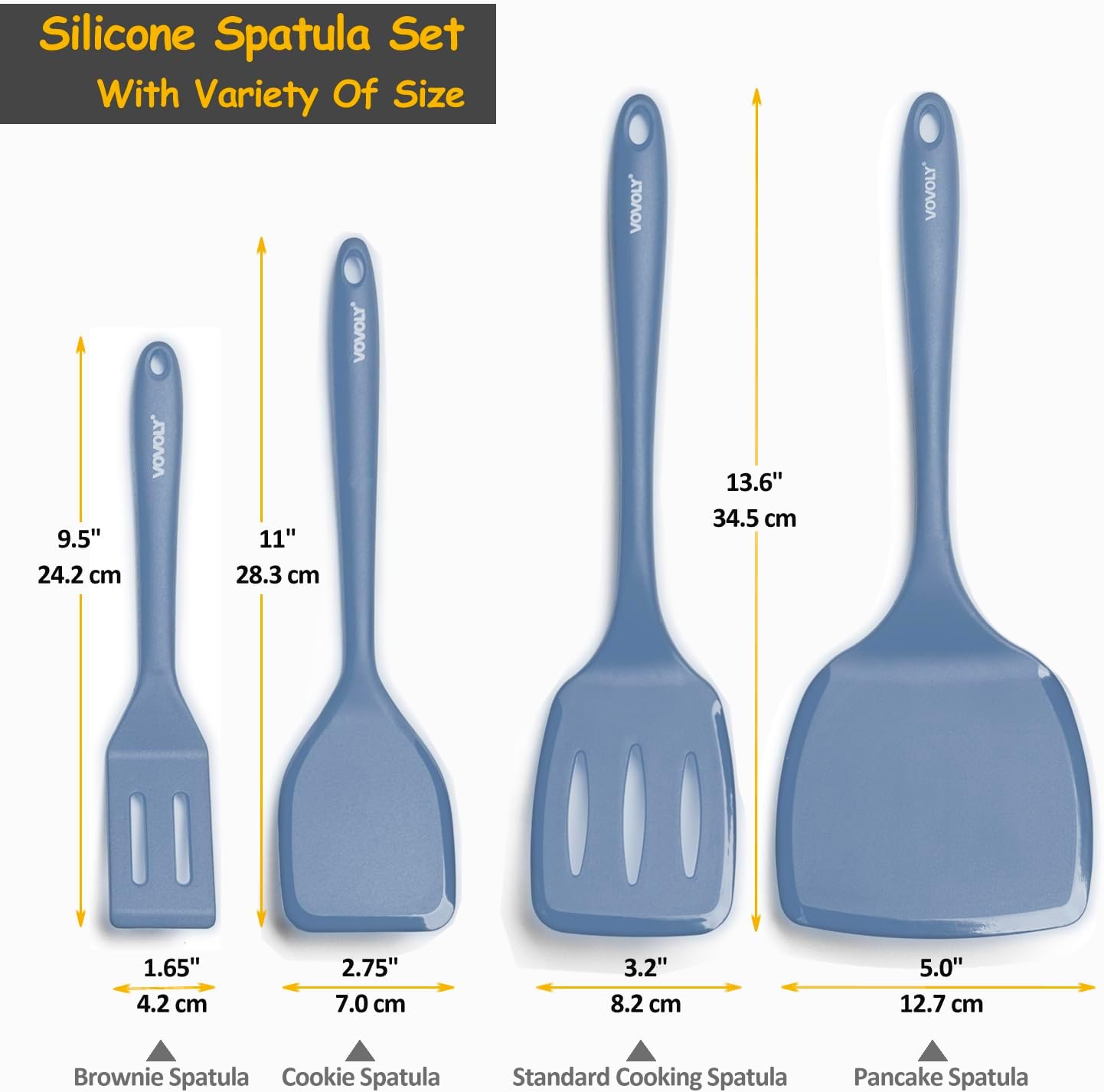Set 4 Espátulas Silicona Resistentes 600°F para Huevos y Panqueques