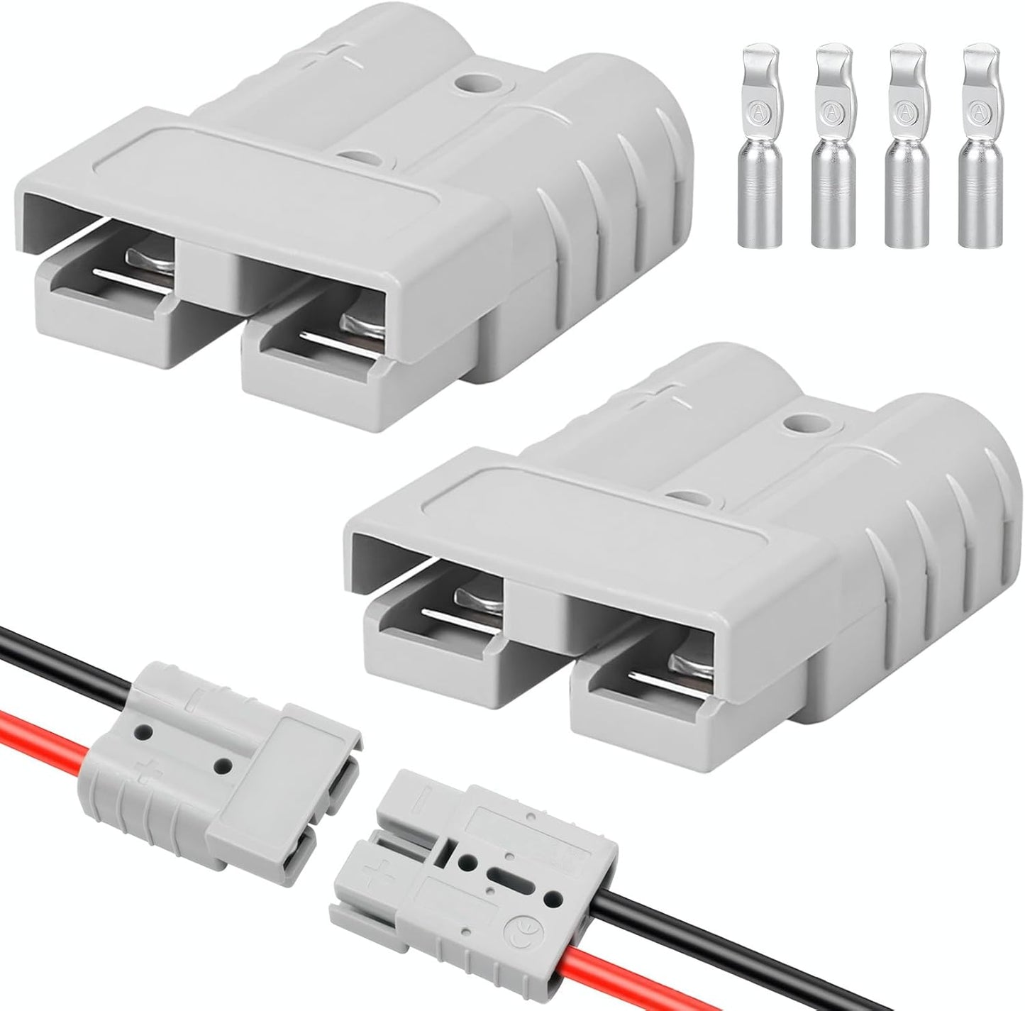 2 Pzas Conectores Batería 50A 600V Comp Anderson 8-12 AWG