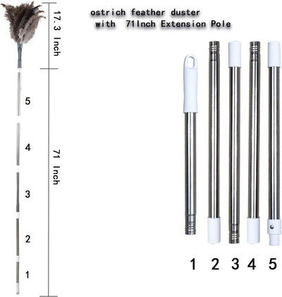Plumero avestruz gris poste 71pulg microfibra limpieza