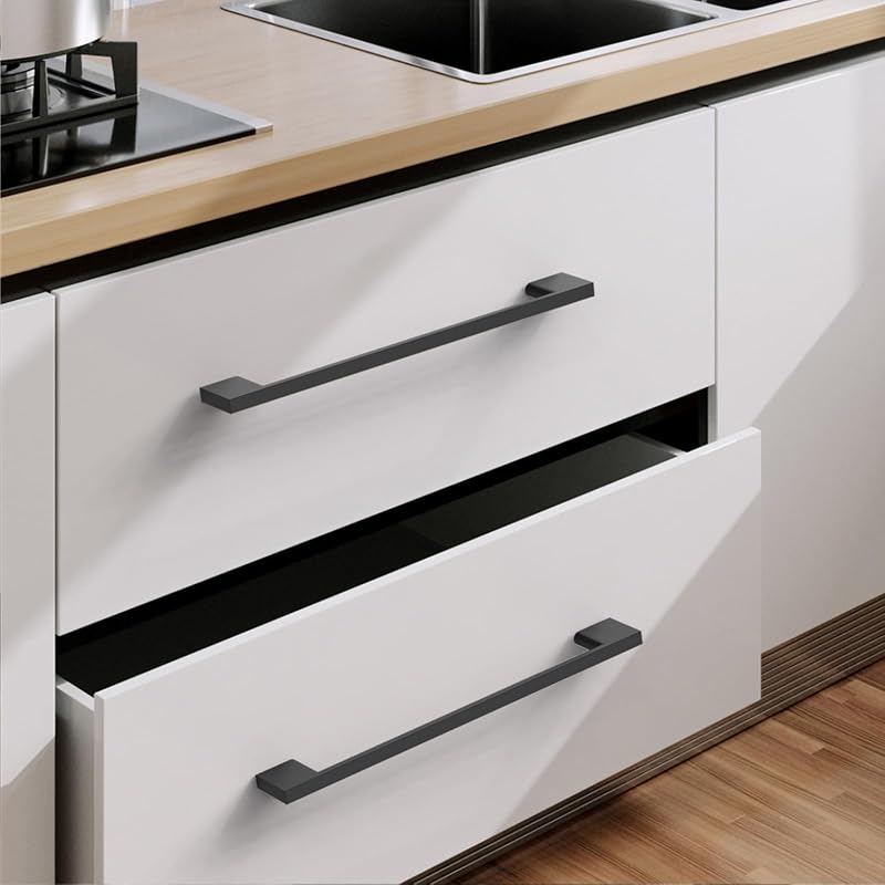 10 Tiradores Gabinete Negro Mate 6.25" Manijas Cocina