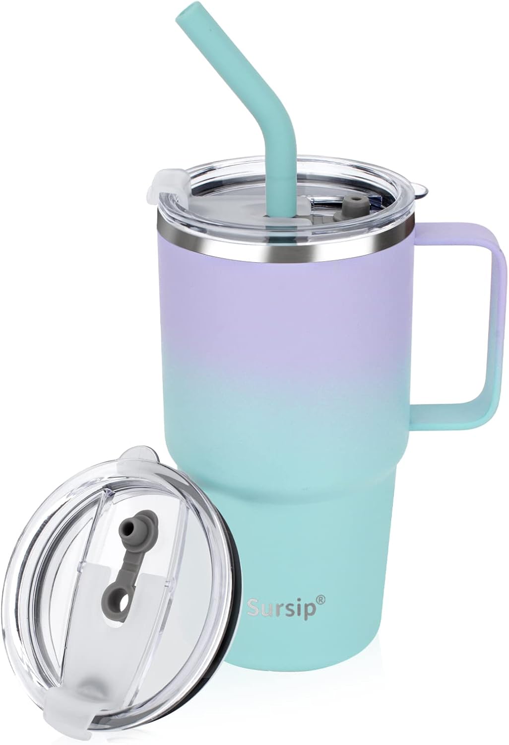 Vaso aislado acero inox doble pared con popote 24oz para niños
