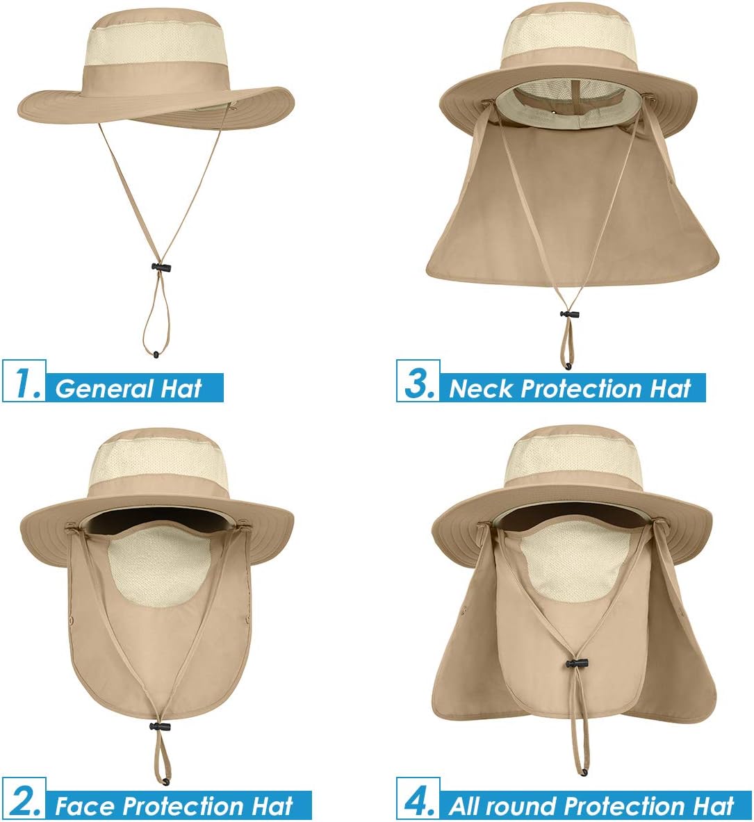 Sombrero sol hombre al aire libre UPF 50 ala ancha