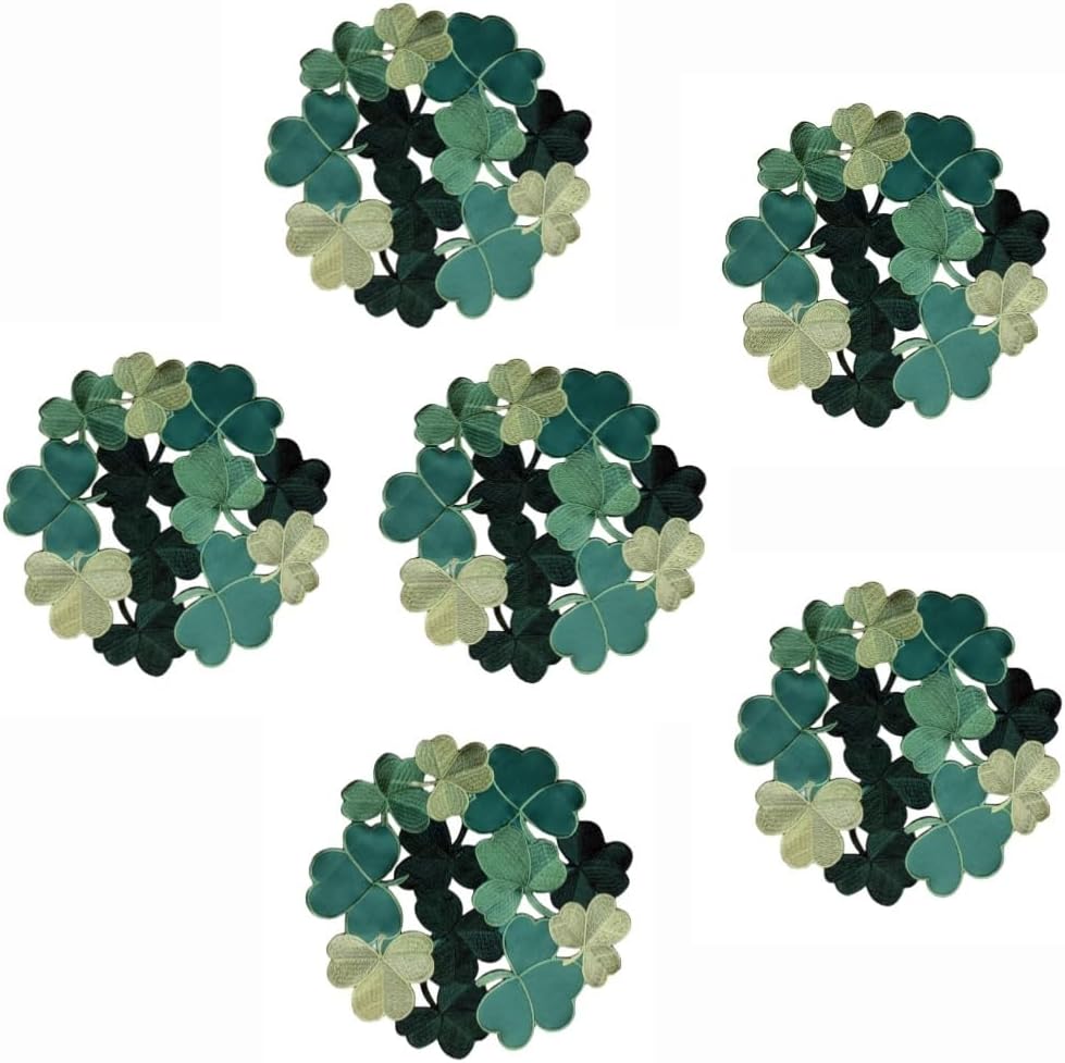 Camino mesa trébol irlandés 15x15pulg 6 pzas verde