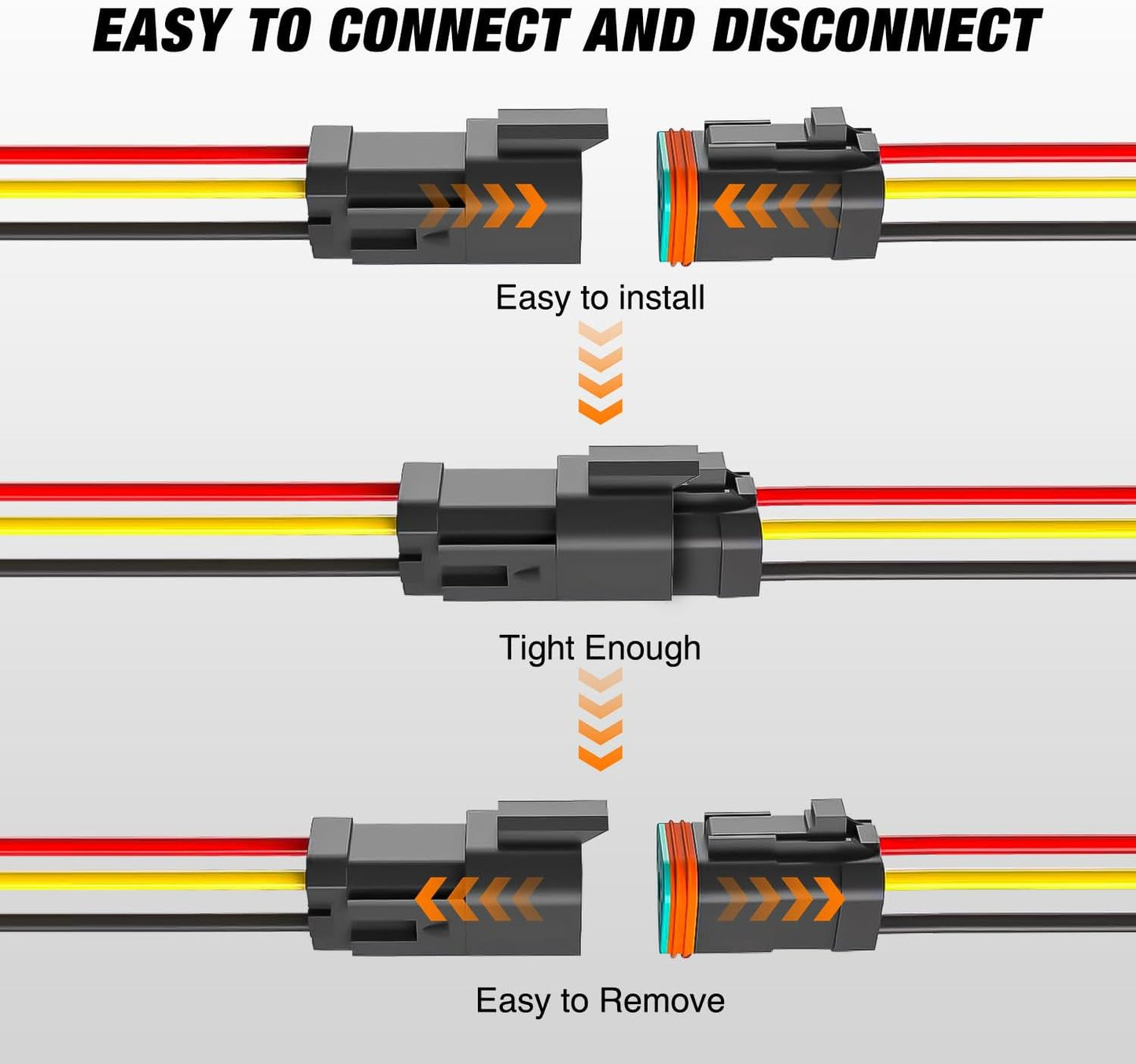 Conectores DT 3 pines 16 AWG impermeables para coches