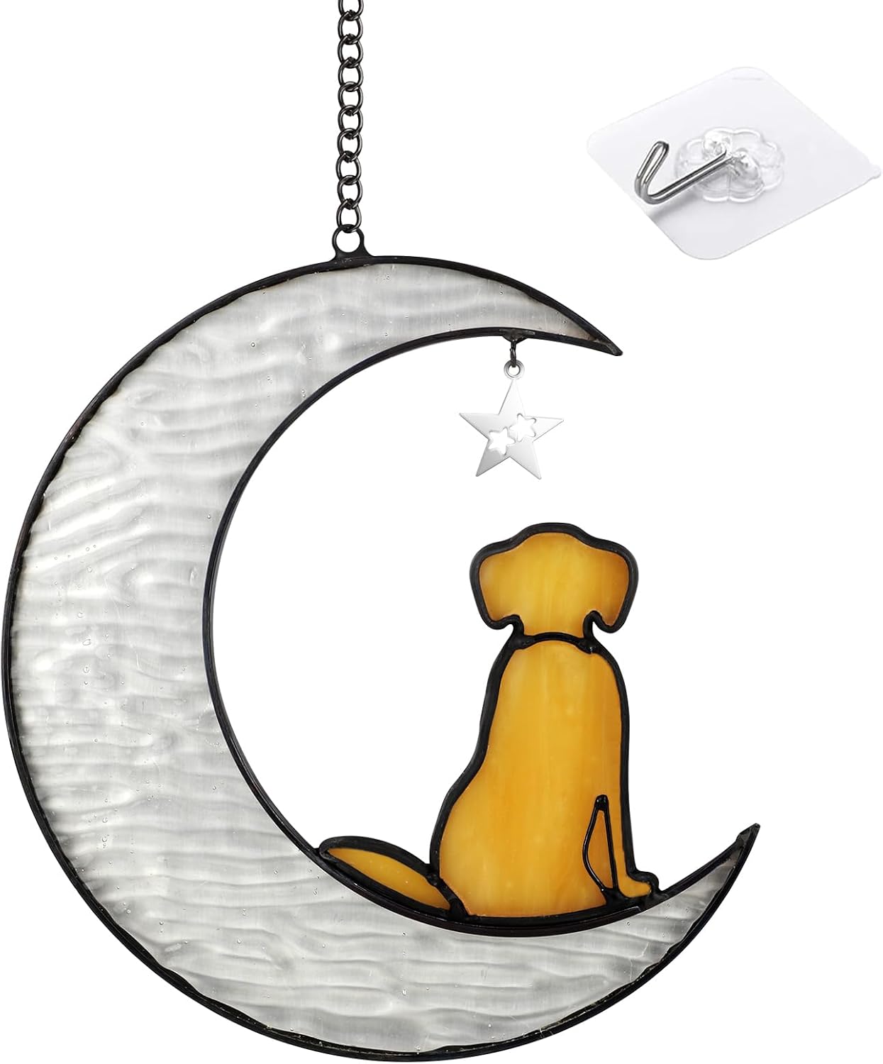 Atrapasoles perros vitrales decoración ventana memoria