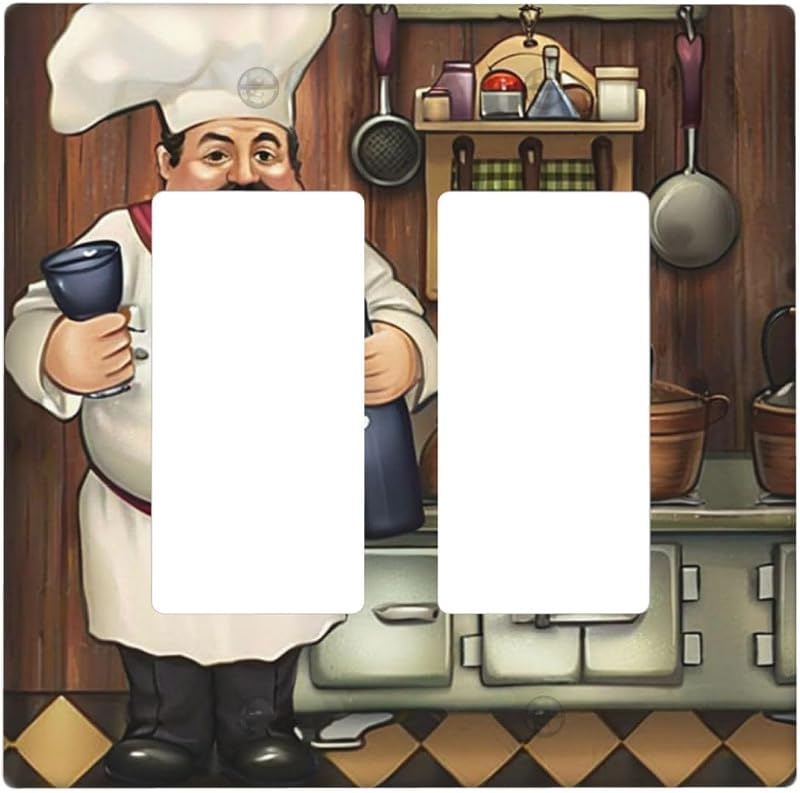 Placa interruptor cocina retro dibujos animados chef gordo