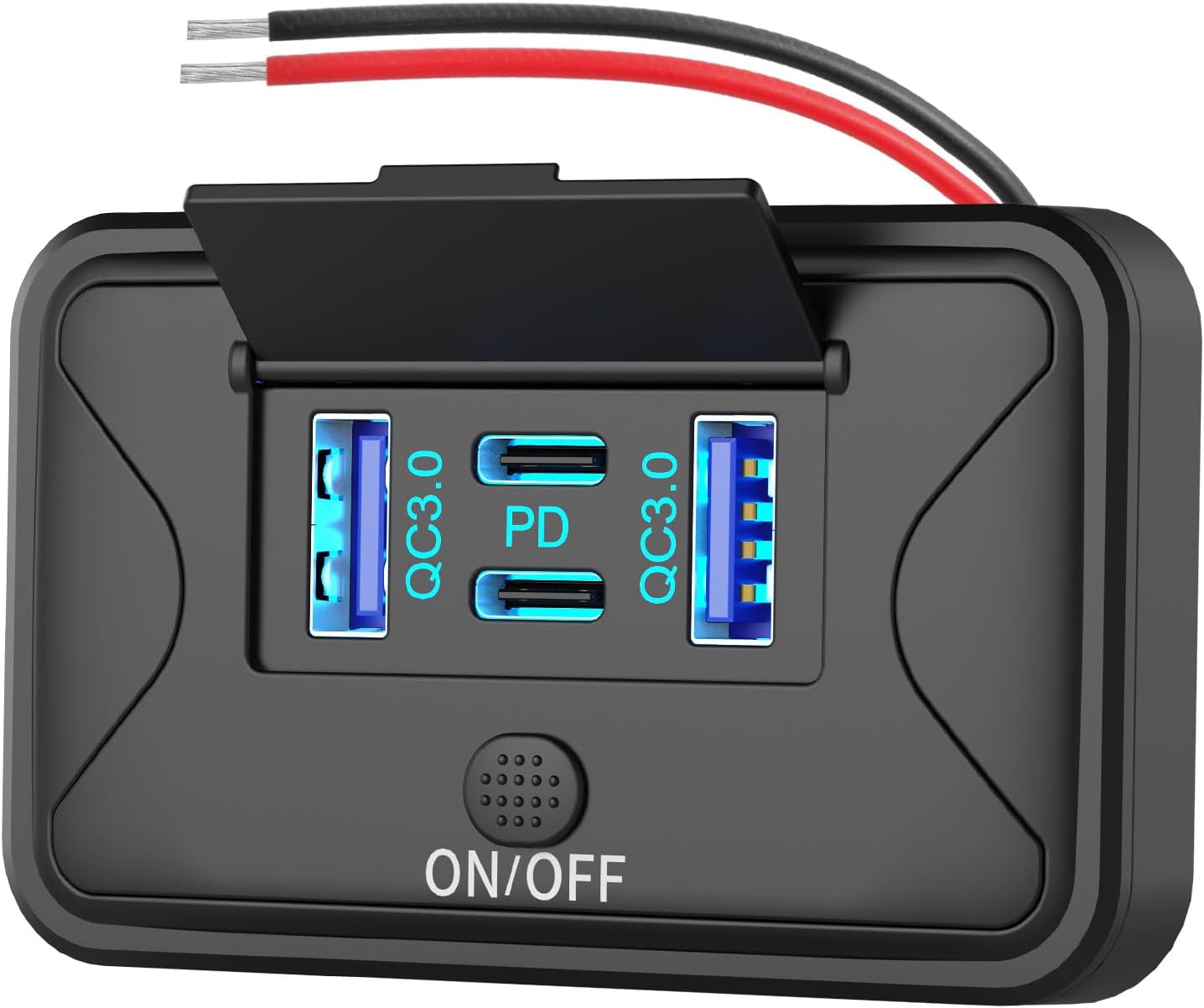 Panel USB 78W 4 puertos 12V pared doble PD 36W QC3.0