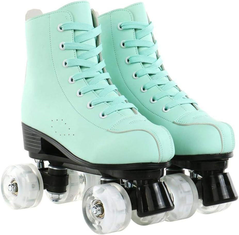 Patines cuero PU tipo botín doble fila para mujer y hombre