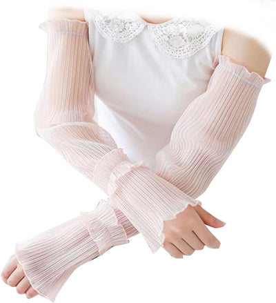 Manga brazo encaje fruncido protección solar deporte
