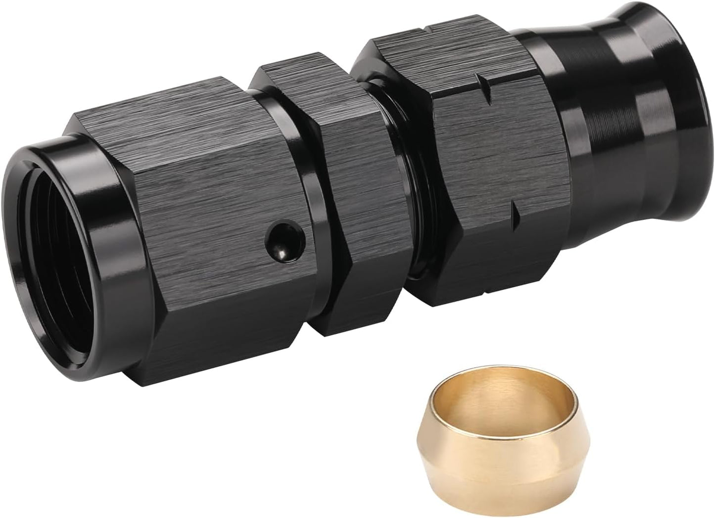 Adaptador compresión aluminio negro 6an a 3/8