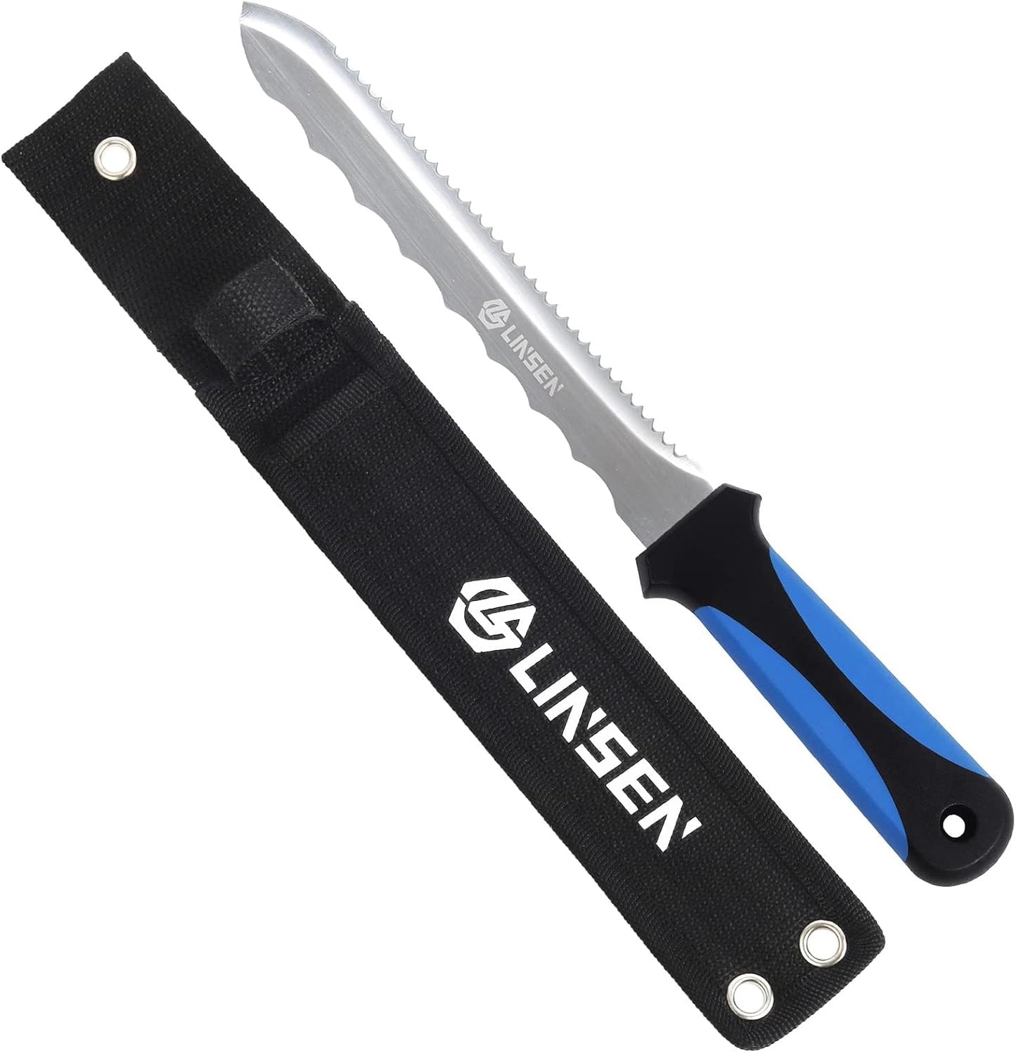 Cuchillo jardín acero inox 7.8" mango azul doble cara