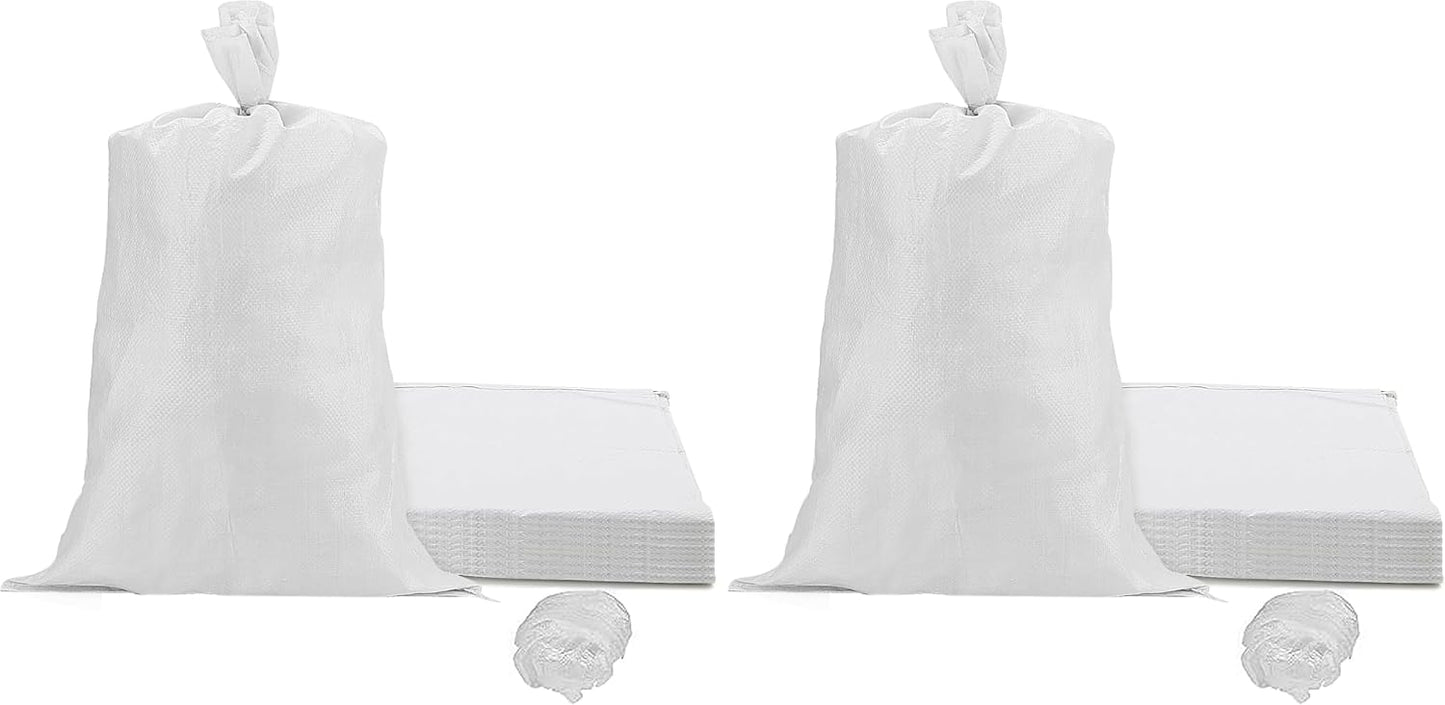 40 Bolsas Arena Blanca 18x30pulg Amarre Control Inundaciones