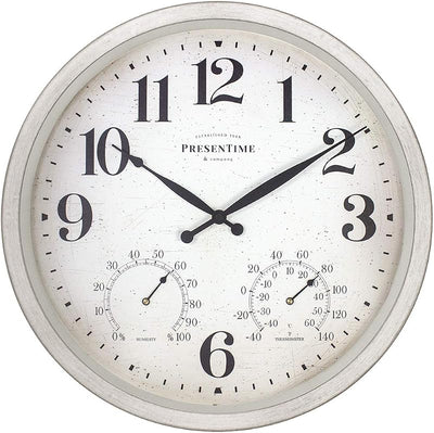 Reloj exterior 16pulg termómetro higrómetro blanco