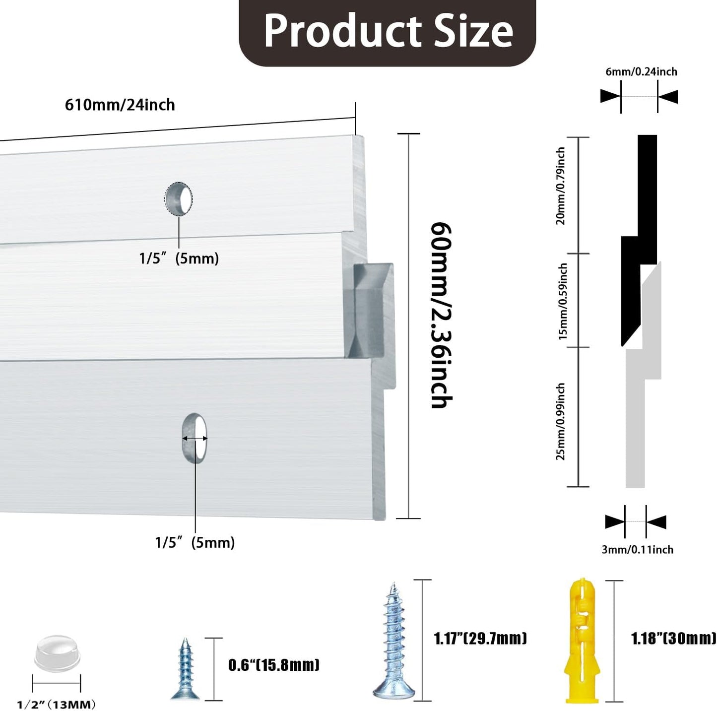 Soportes pared para cabecera 61cm 72.5kg