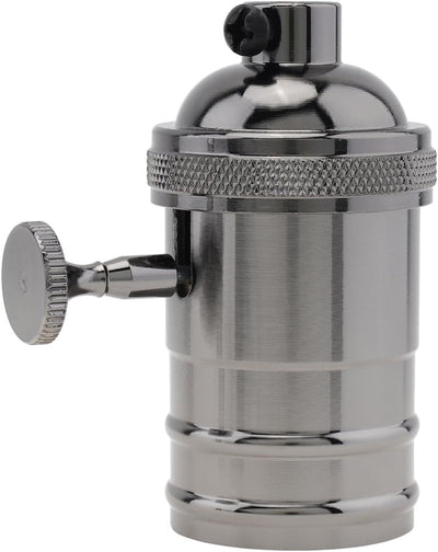 Portalámparas Vintage Edison E26/E27 con Interruptor Perilla Negro