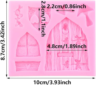 Moldes silicona fondant decoración pasteles hadas puerta ventana