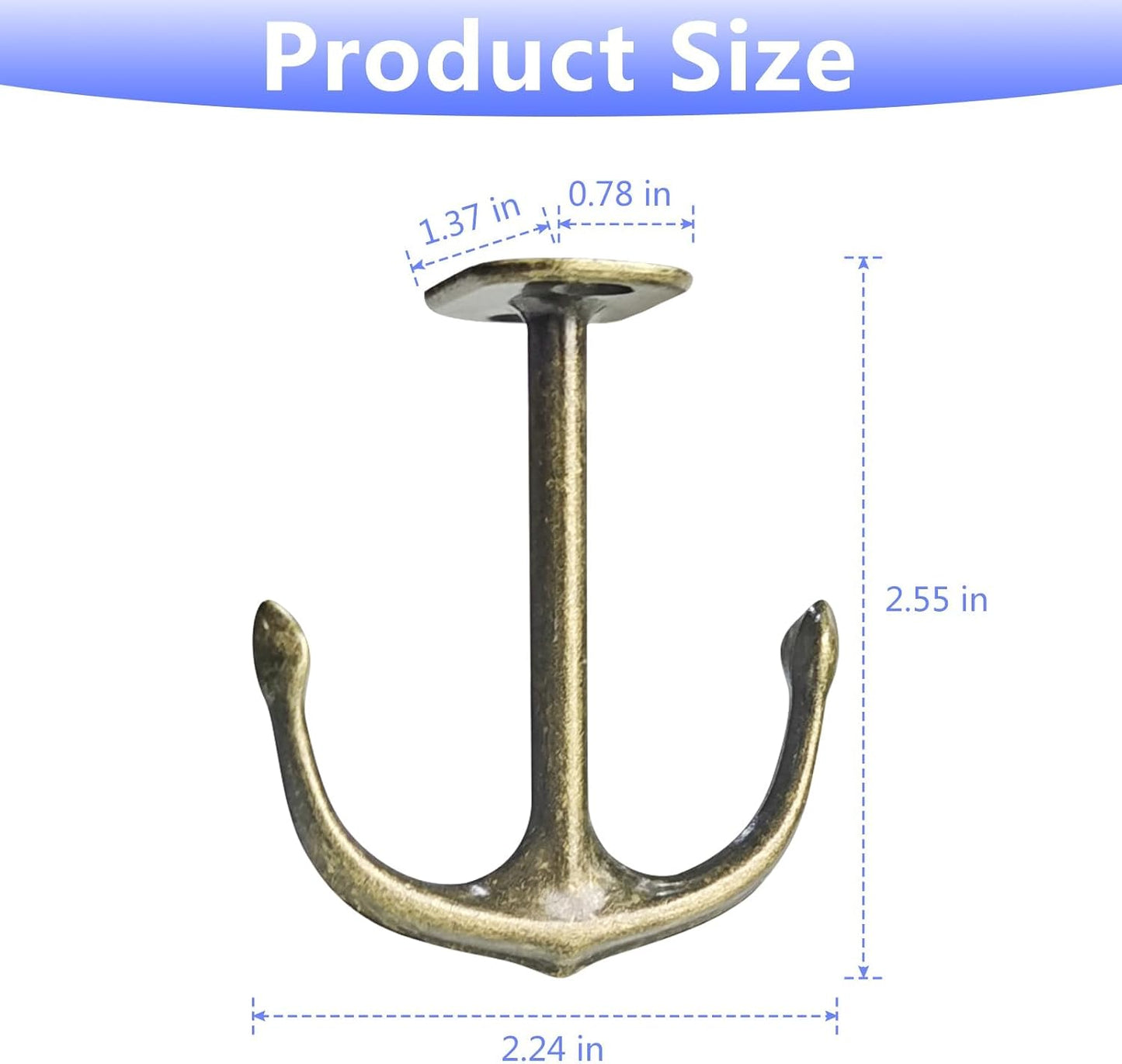 Gancho techo 2 puntas para baño cocina garaje set 8 bronce
