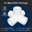 Conector PVC 1-1/4 pulg 5 vías pack 4 codo para estructuras