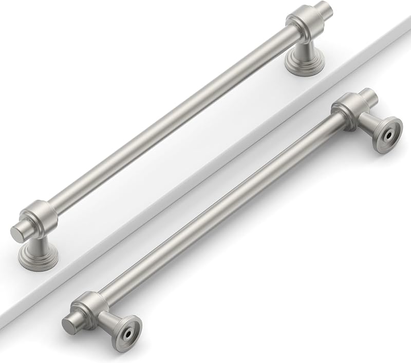 10 Tiradores Cocina 7.5" Níquel Satinado Cepillado