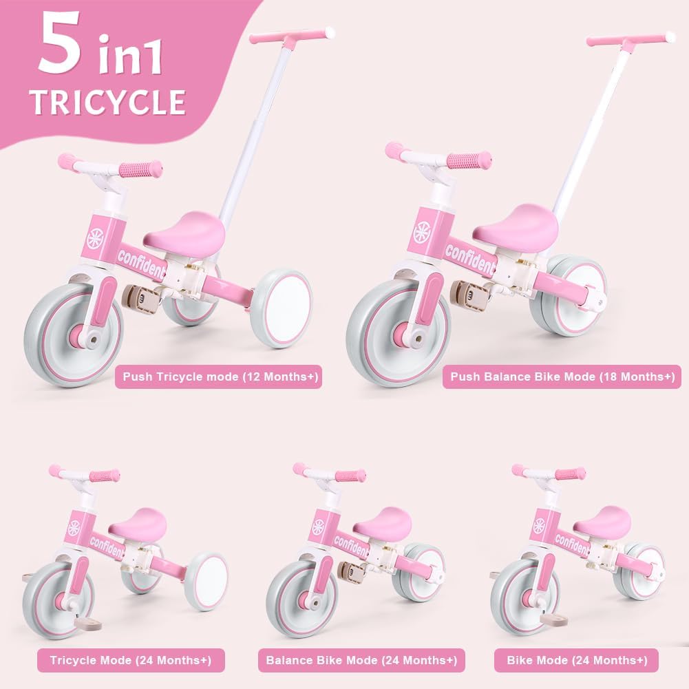 Triciclo 5 en 1 para niños 1-5 años con pedal extraíble