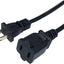 Cable extensión 6ft macho hembra 18AWG NEMA 5-15P a 5-15R negro