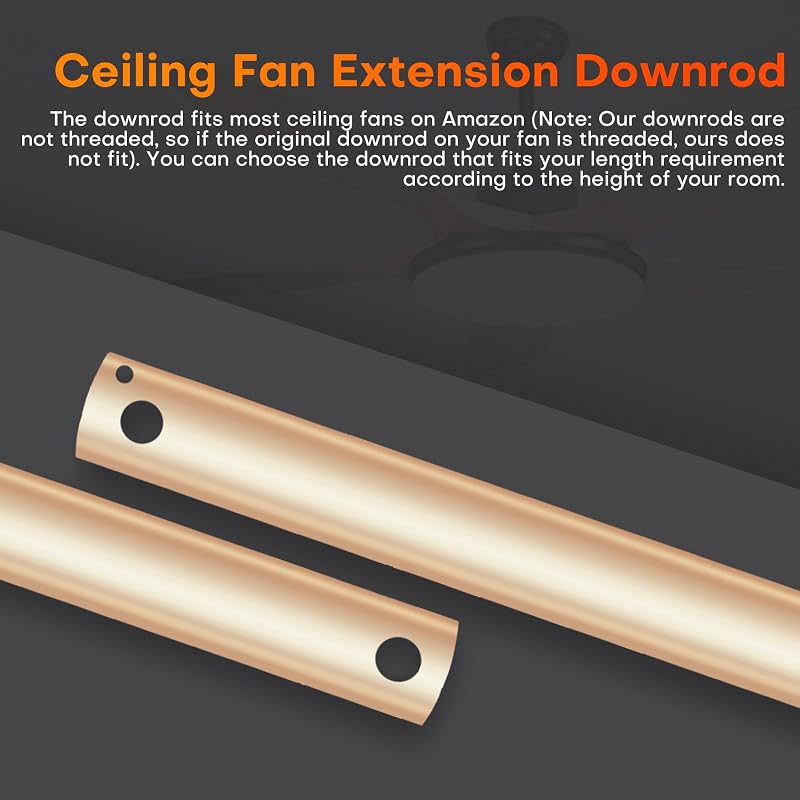 Ventilador techo 24pulg barra extensión 2ft varillas dorado