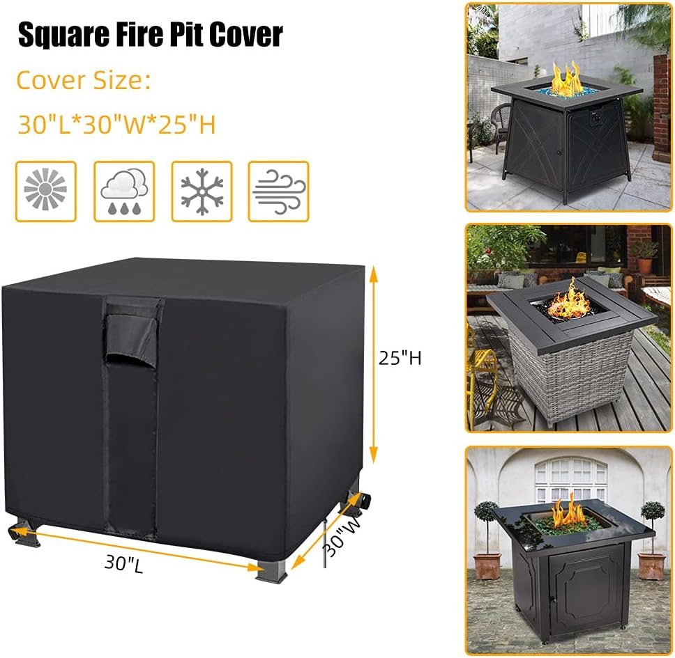 Funda mesa fogata 30x30" impermeable UV patio