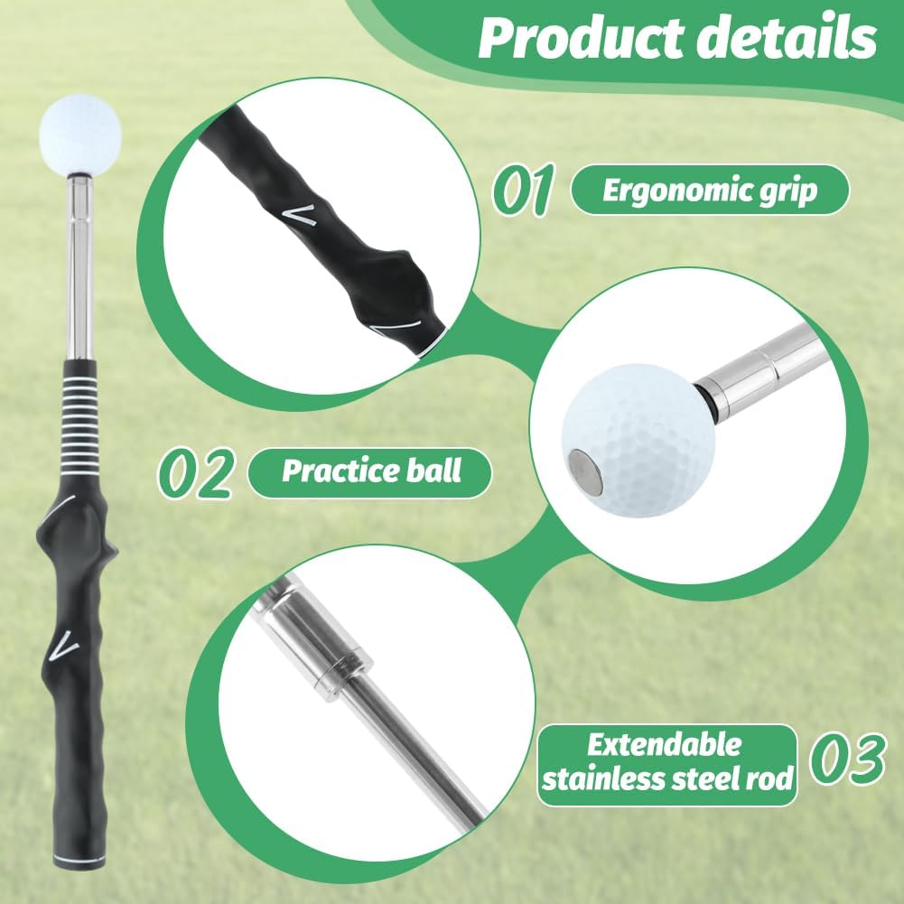 Entrenador golpeo golf retráctil con clic agarre