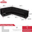 Funda sofá patio forma L 90x118" resistente UV y agua negro