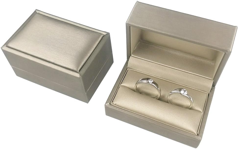 Caja anillos dobles piel sintética regalo boda
