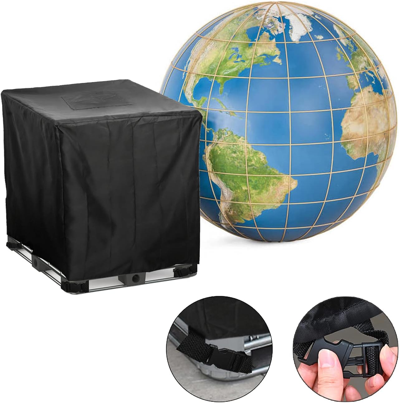 Cubierta IBC Tote 1000L resistente agua y sol negro