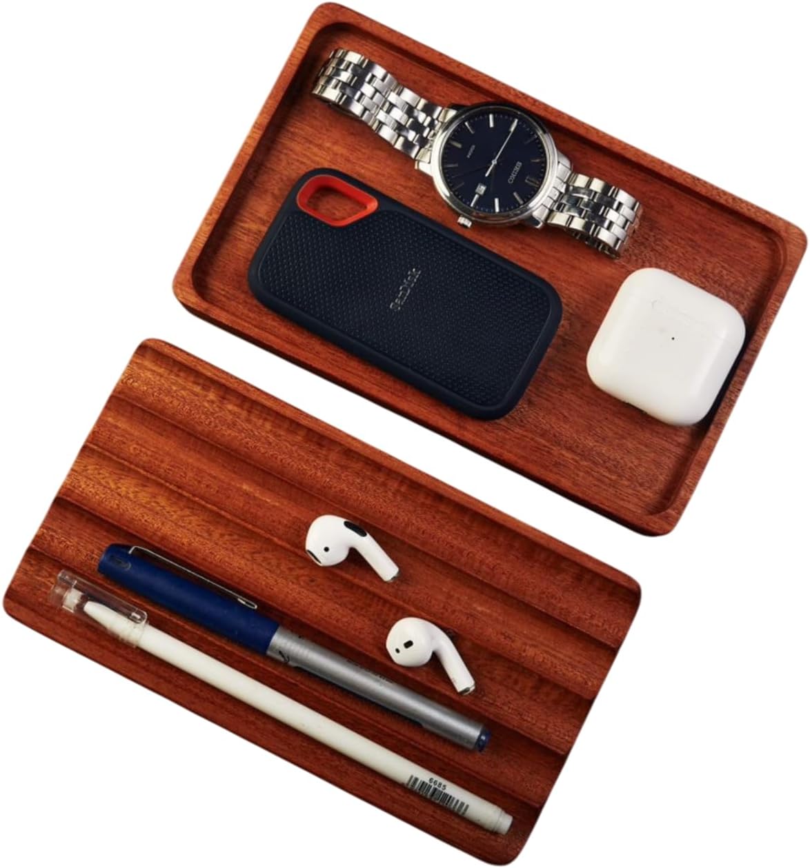 Set 2 bandejas madera organiz. escritorio EDC