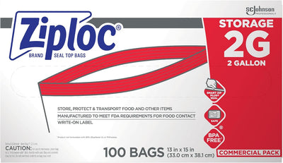 Bolsas Almacenamiento 2 Galones Ziploc Caja 100 Uds