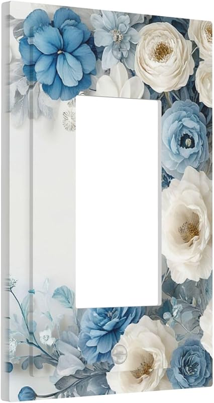 Cubiertas enchufes decorativas 1 gang rosa azul flores blancas