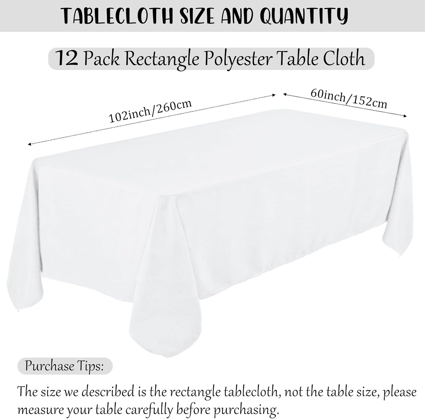 12 Manteles Blancos 6x102pulg Tela Poliéster Bodas