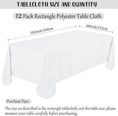 12 Manteles Blancos 6x102pulg Tela Poliéster Bodas