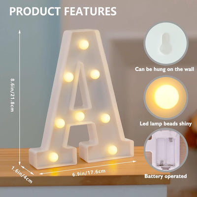 Letras LED blancas con batería para fiestas y decoración
