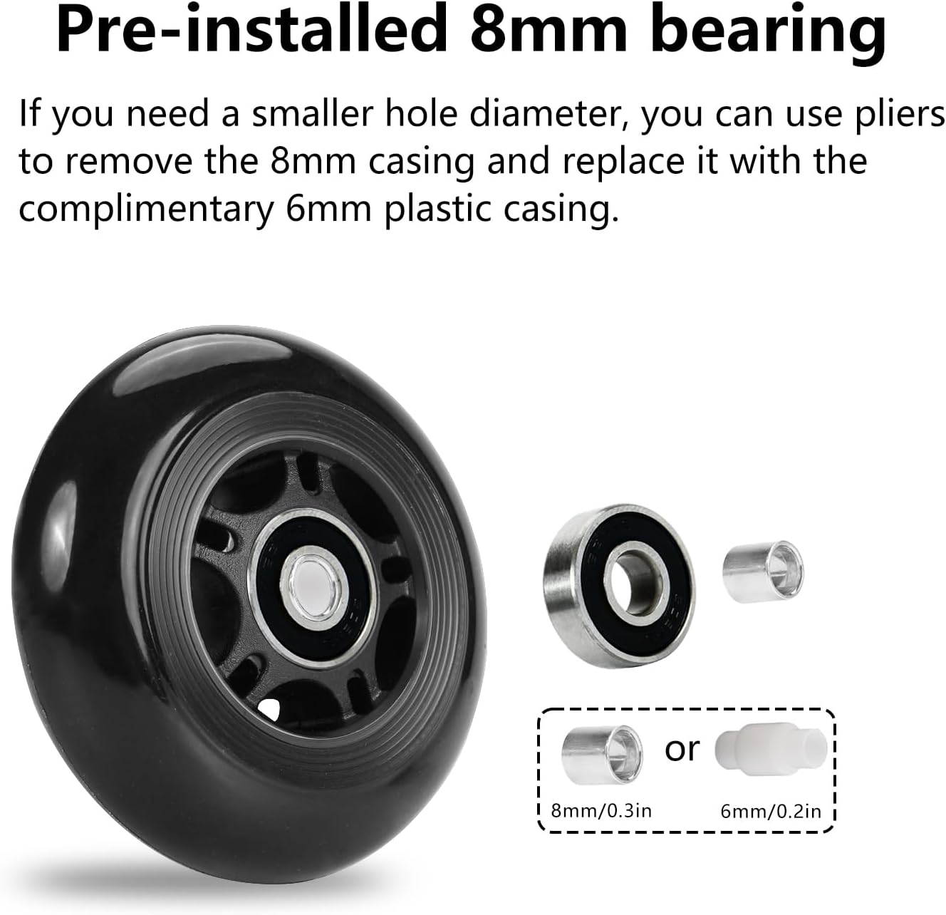 Ruedas patines 80mm ABEC 9 con rodamientos pack 8