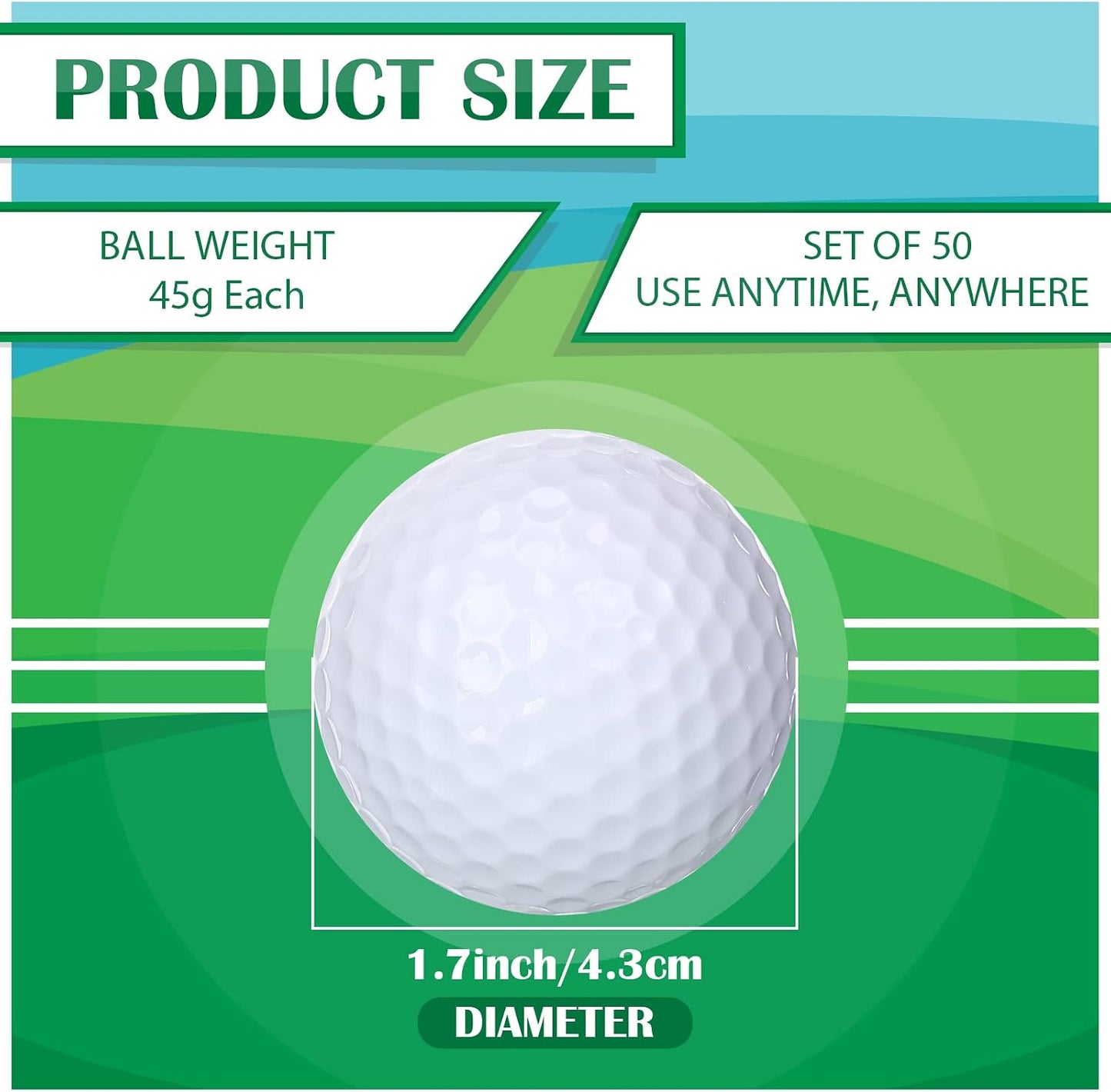 Pelotas golf práctica 1.59oz goma sólida rebote alto