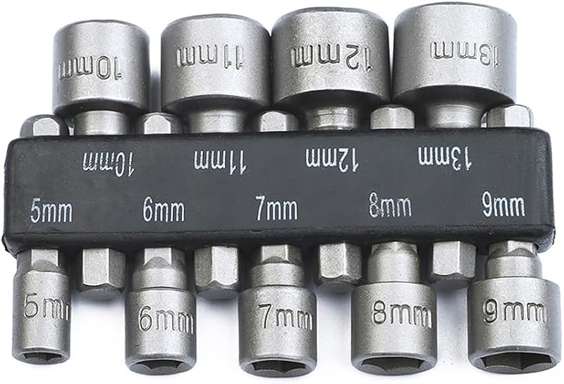9 Pzas Broca Hex 1/4 pulg para Llave Metrica Chuck Power